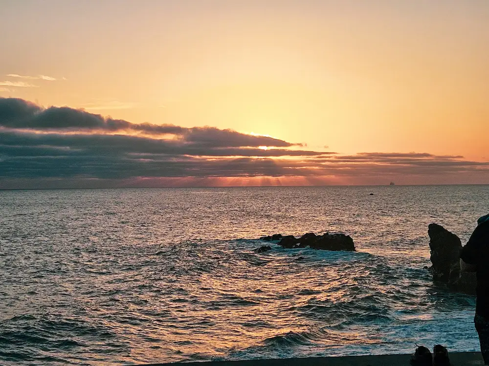 Sunset over the mountains of Madeira — a mild warm winter destination in the Atlantic