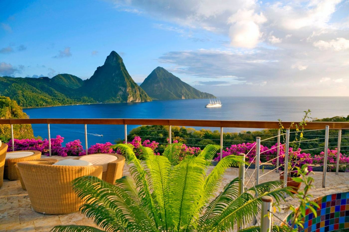 The two Pitons of Saint Lucia in March